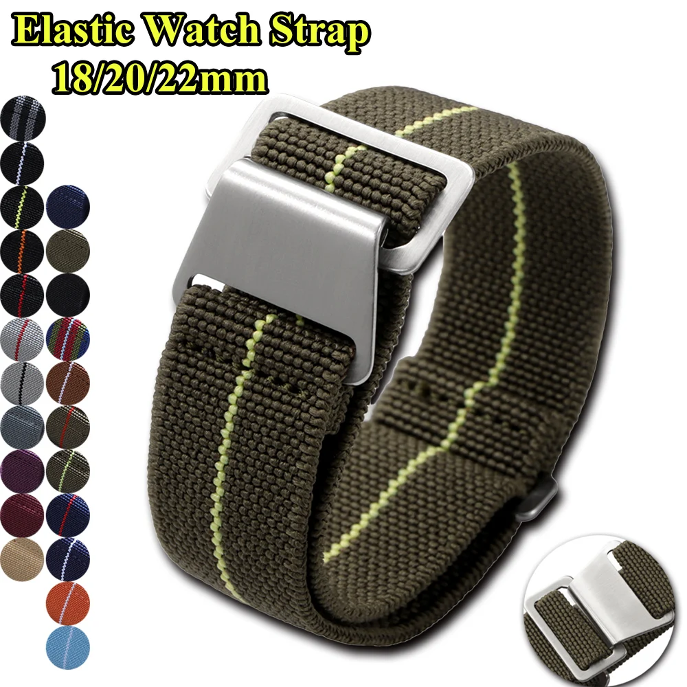 Elastic Watch Strap 18mm 20mm  - огляд і ціна Canvas Strap Watch